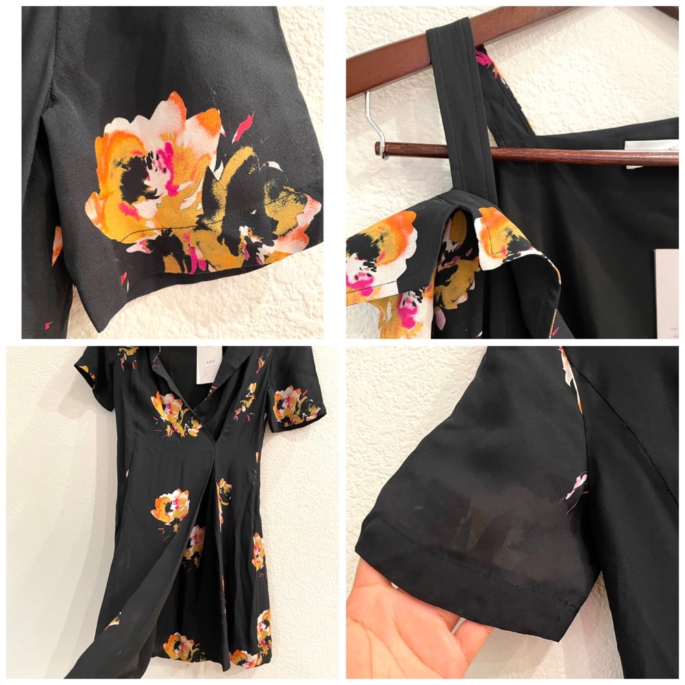 NWT A.L.C. Floral Silk Crepe Cold Shoulder Dress - Picture 8 of 13